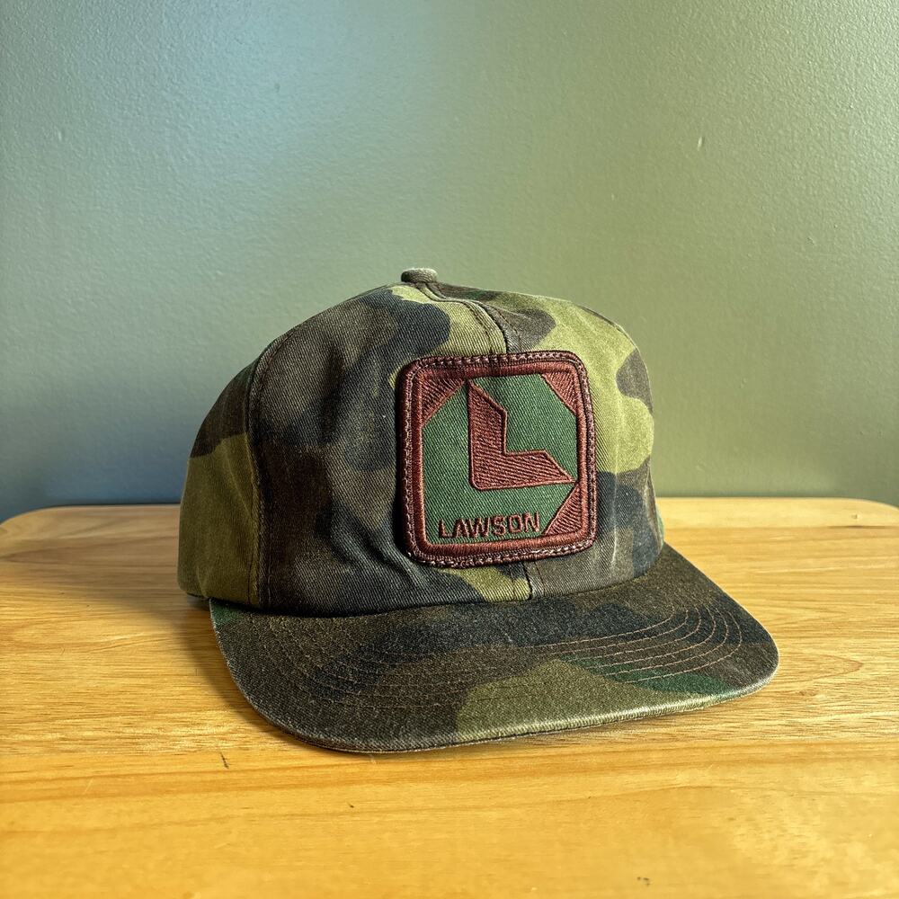 Vintage Lawson Tools Green Brown Camouflage USA K Products Trucker Snapback Hat